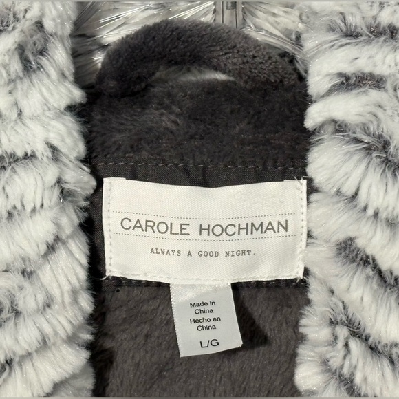 NWOT Carole Hochman women’s gray, long plush wrap robe, Size Large - Picture 7 of 15